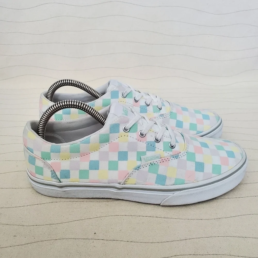 Vans Big Kids Missy Doheny Pastel Checkered Canvas Lace-Up Shoes Sneakers Sz 6